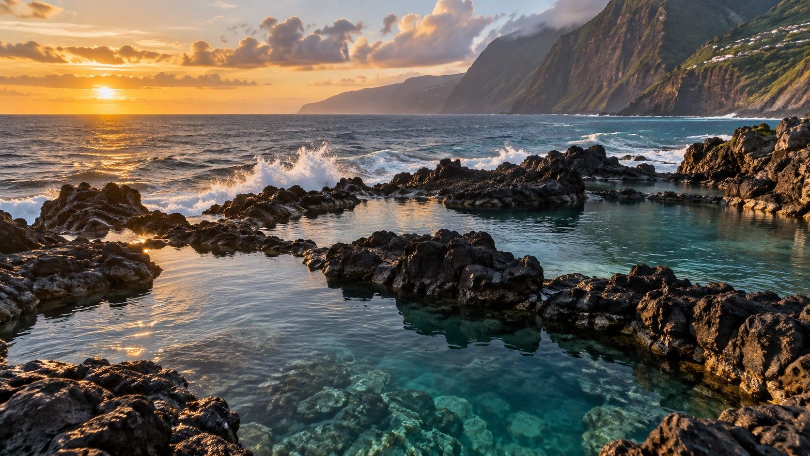Volcanic natural pools on the Madeira coast