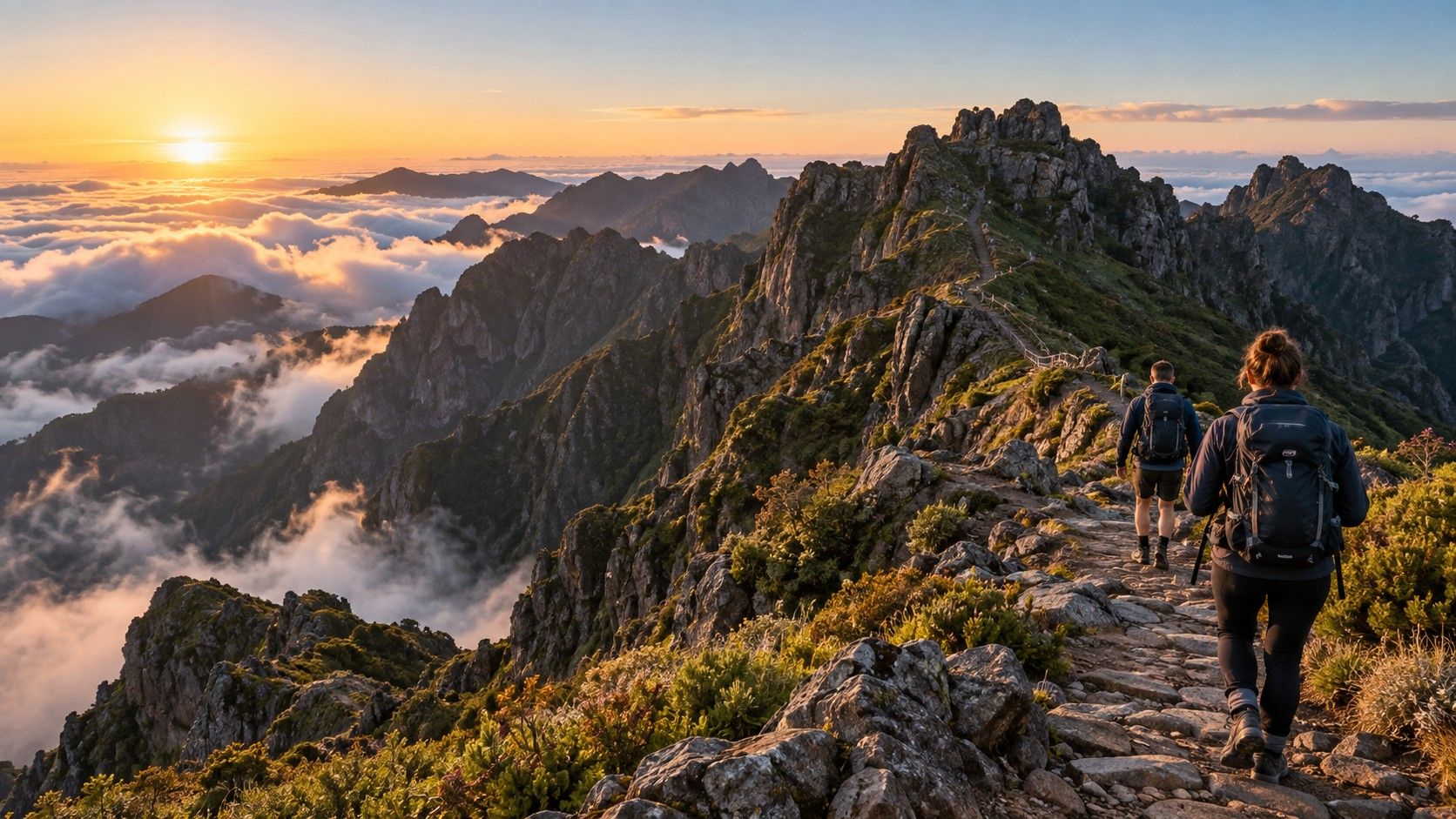 Mountain path between Pico do Arieiro and Pico Ruivo